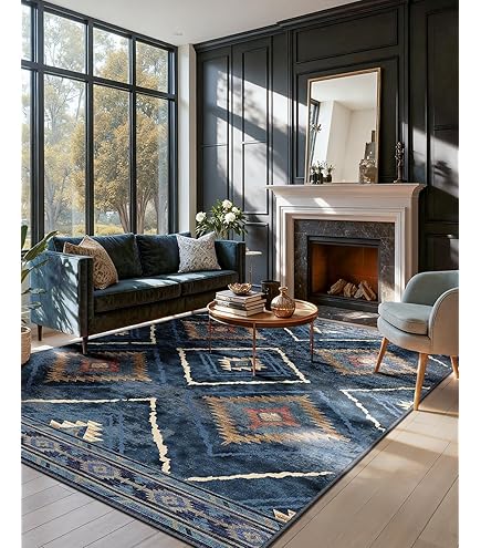 IKEA NÖVLING Rug, low pile, 200 x 300 cm, dark blue/brown : Amazon
